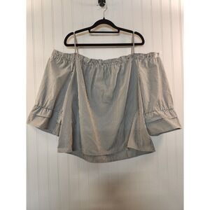 Women's Stripe Off The Shoulder Peasant Tunic Top Size XL Flowy Boho Cottagecore